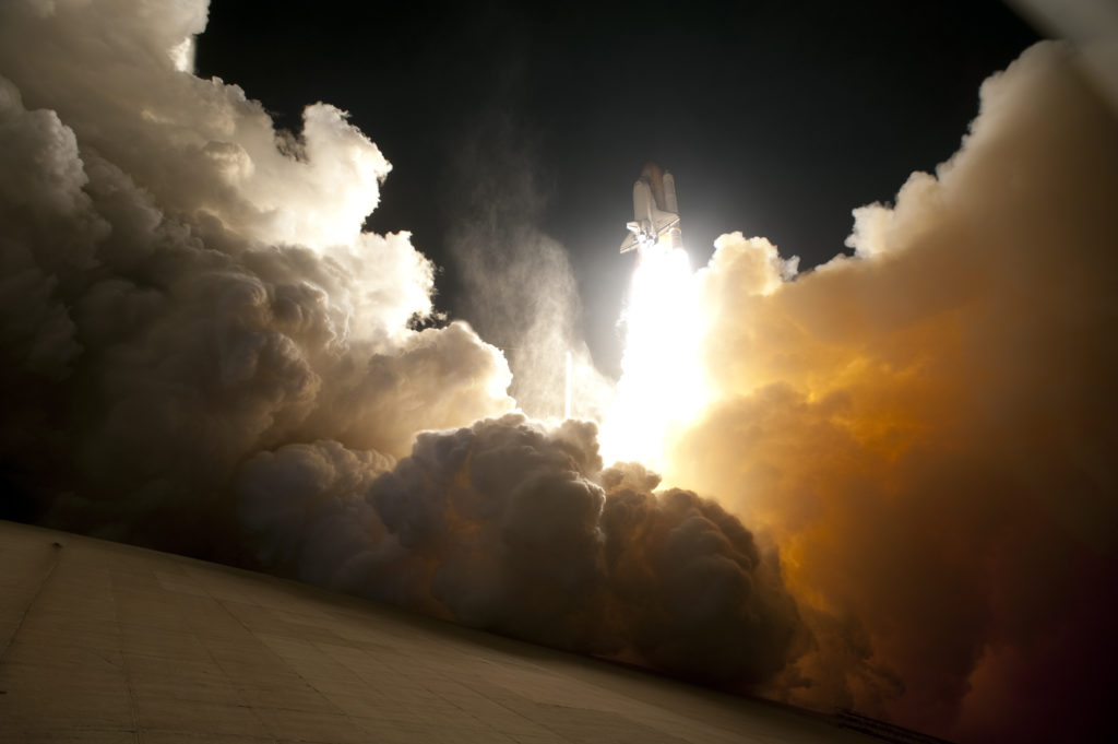 Shuttle Endeavour launch, NASA/ Sandra Joseph and Kevin O’Connell