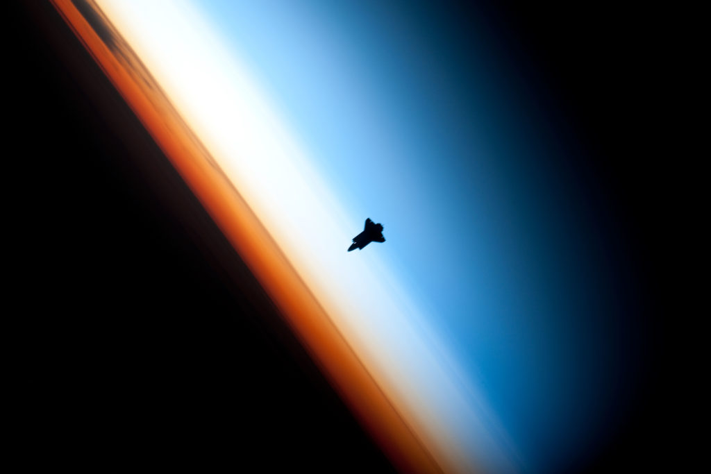 Shuttle Endeavor Silhouette, NASA/Crew of Expedition 22